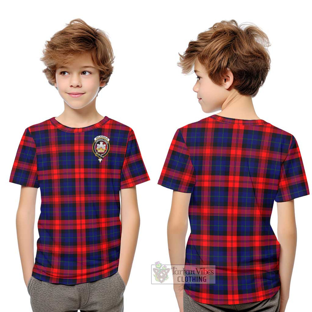 McLaughlin Tartan Kid T-Shirt with Family Crest Youth XL Size14 - Tartanvibesclothing Shop