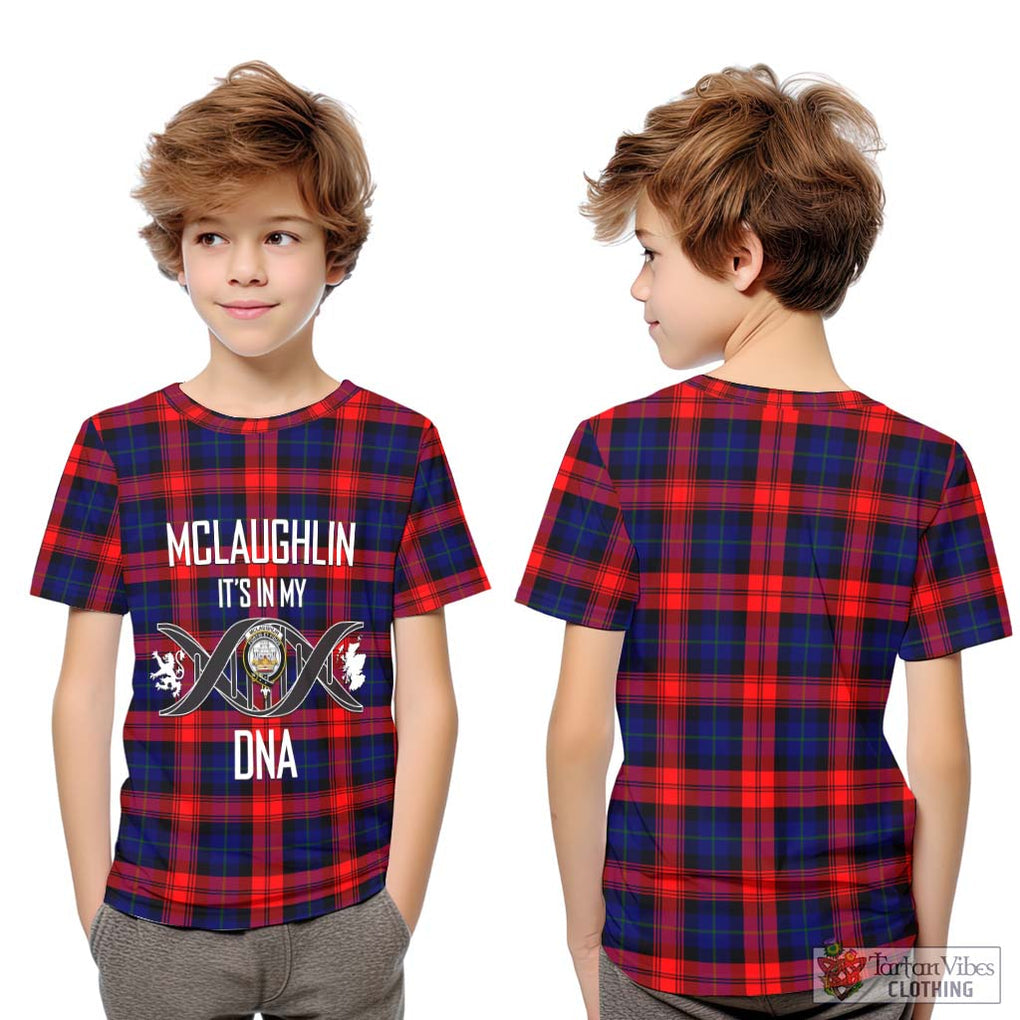 McLaughlin Tartan Kid T-Shirt with Family Crest DNA In Me Style Youth XL Size14 - Tartanvibesclothing Shop