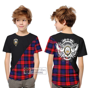 McLaughlin Tartan Kid T-Shirt with Family Crest and Military Logo Style