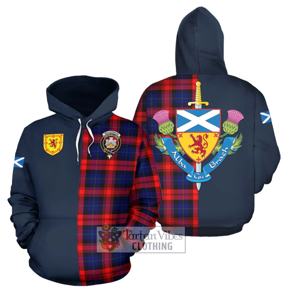 Tartan Vibes Clothing McLaughlin Tartan Hoodie with Scottish Lion Royal Arm Half Style