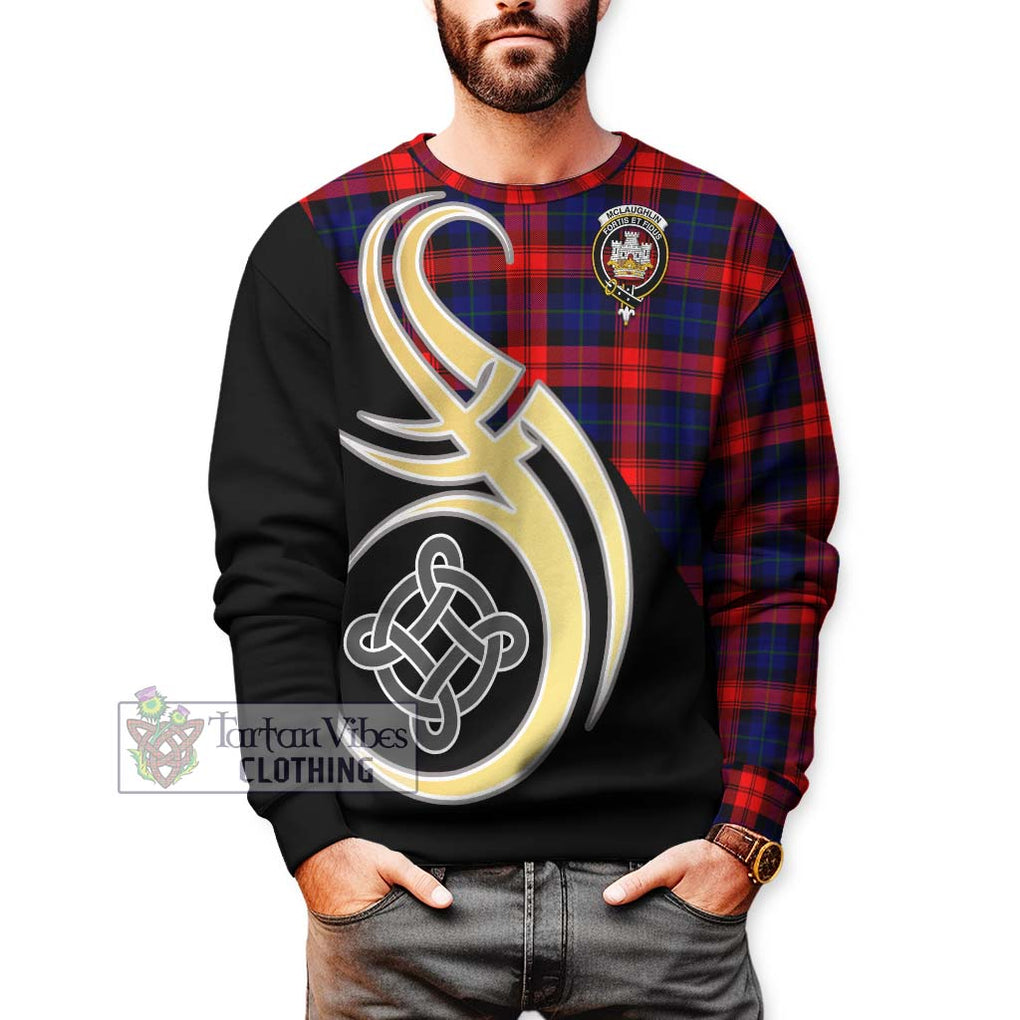 McLaughlin Tartan Sweatshirt with Family Crest and Celtic Symbol Style Unisex - Tartan Vibes Clothing