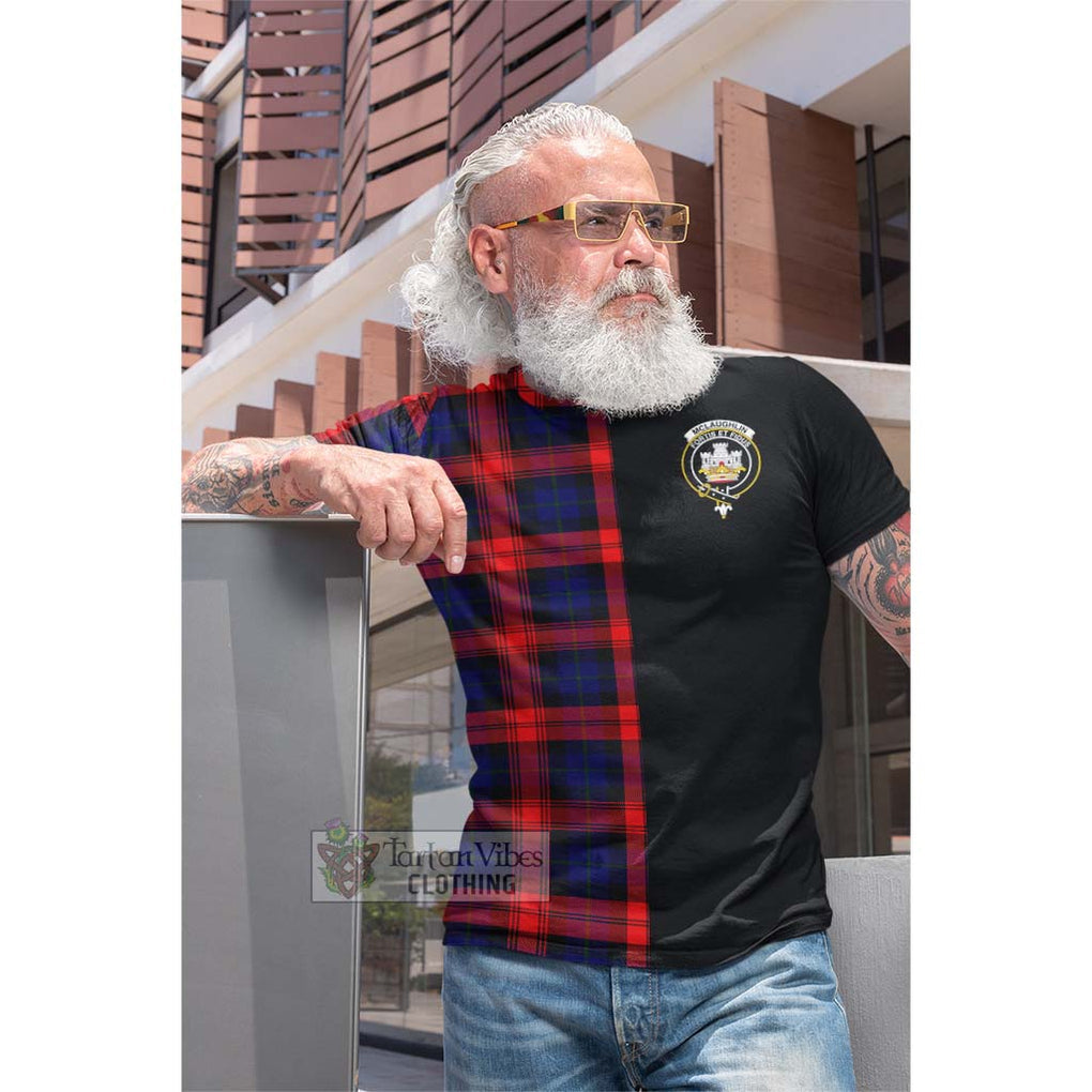 Tartan Vibes Clothing McLaughlin Tartan Cotton T-shirt with Family Crest and Half Of Me Style