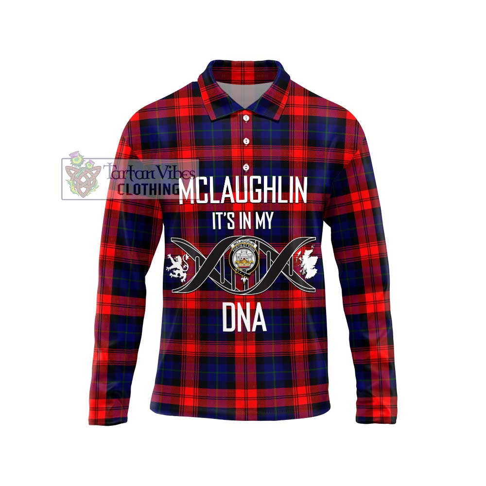 McLaughlin Tartan Long Sleeve Polo Shirt with Family Crest DNA In Me Style Unisex - Tartanvibesclothing Shop