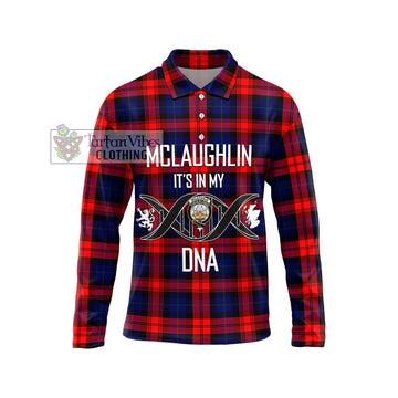 McLaughlin Tartan Long Sleeve Polo Shirt with Family Crest DNA In Me Style