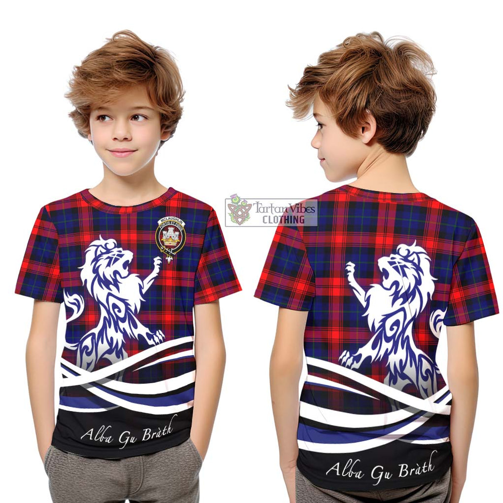 McLaughlin Tartan Kid T-Shirt with Alba Gu Brath Regal Lion Emblem Youth XL Size14 - Tartanvibesclothing Shop