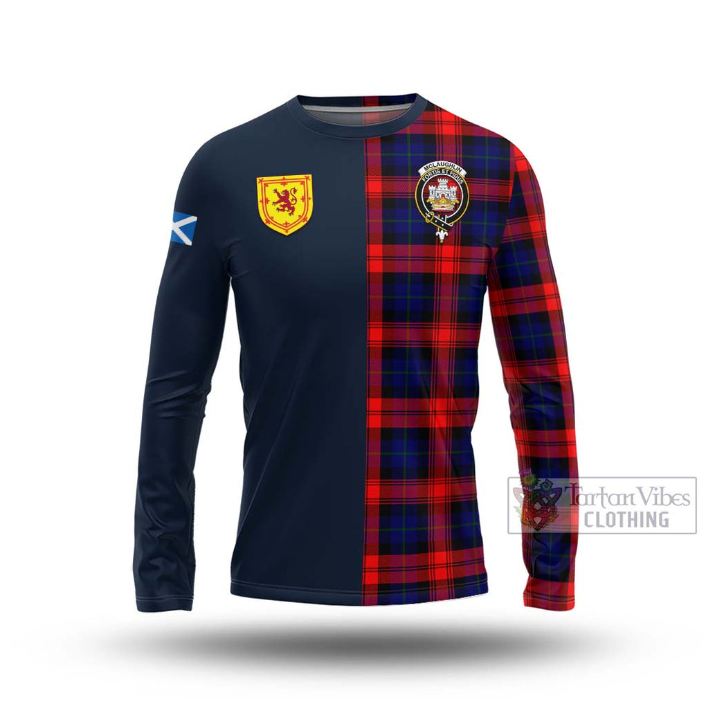 Tartan Vibes Clothing McLaughlin Tartan Long Sleeve T-Shirt with Scottish Lion Royal Arm Half Style