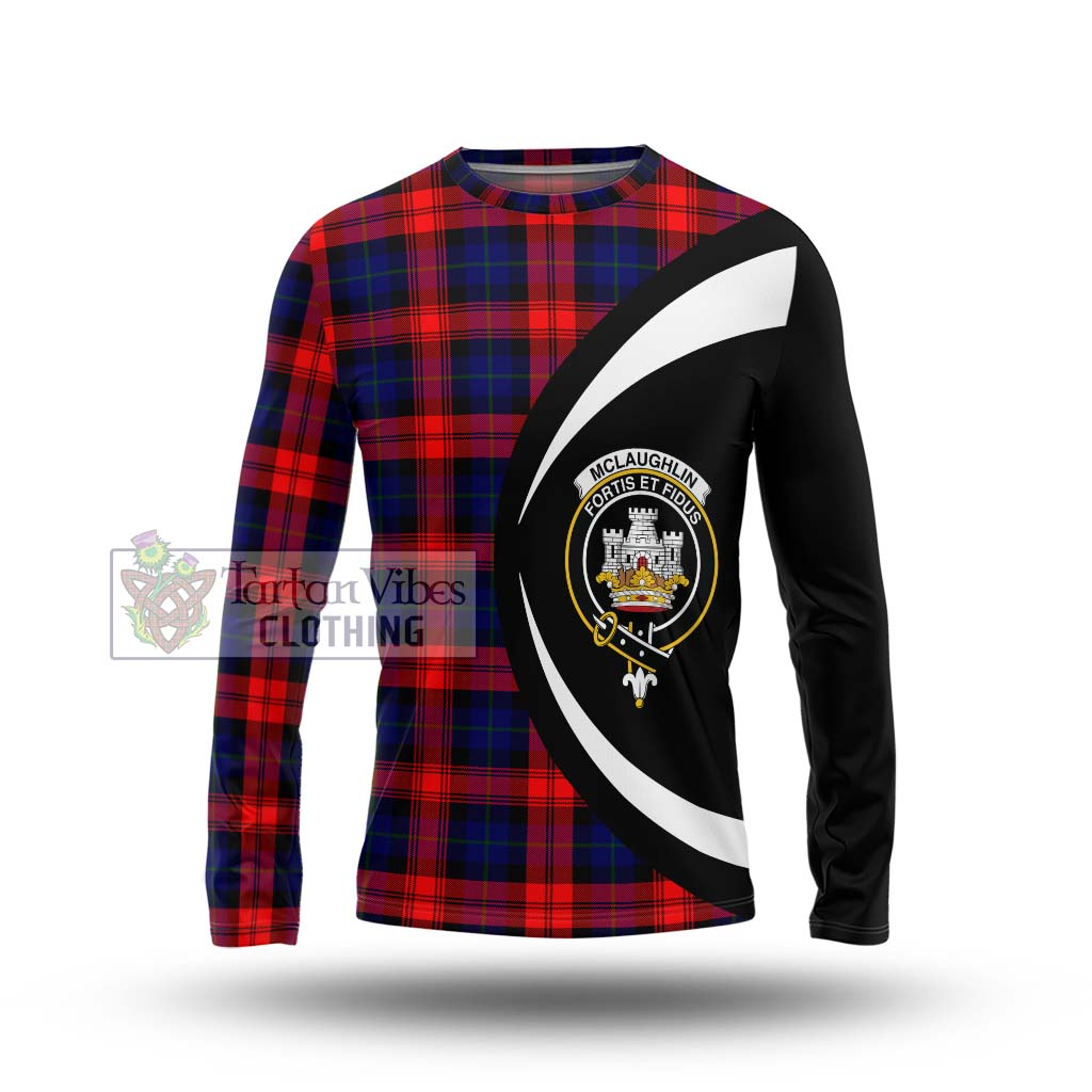 McLaughlin Tartan Long Sleeve T-Shirt with Family Crest Circle Style Unisex - Tartan Vibes Clothing