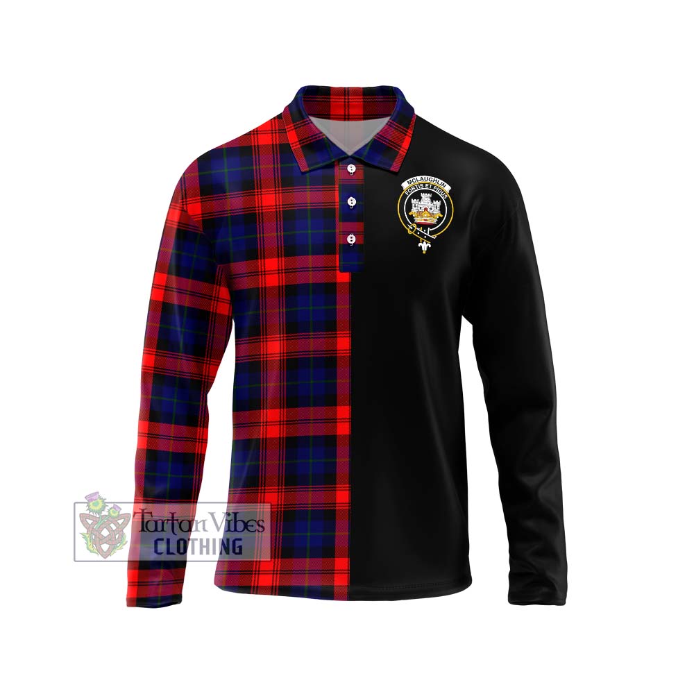 McLaughlin Tartan Long Sleeve Polo Shirt with Family Crest and Half Of Me Style Unisex - Tartanvibesclothing Shop