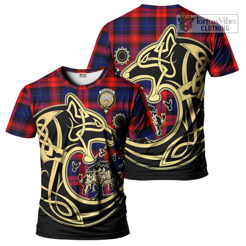 McLaughlin Tartan T-Shirt with Family Crest Celtic Wolf Style Kid's Shirt - Tartan Vibes Clothing