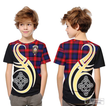 McLaughlin Tartan Kid T-Shirt with Family Crest and Celtic Symbol Style