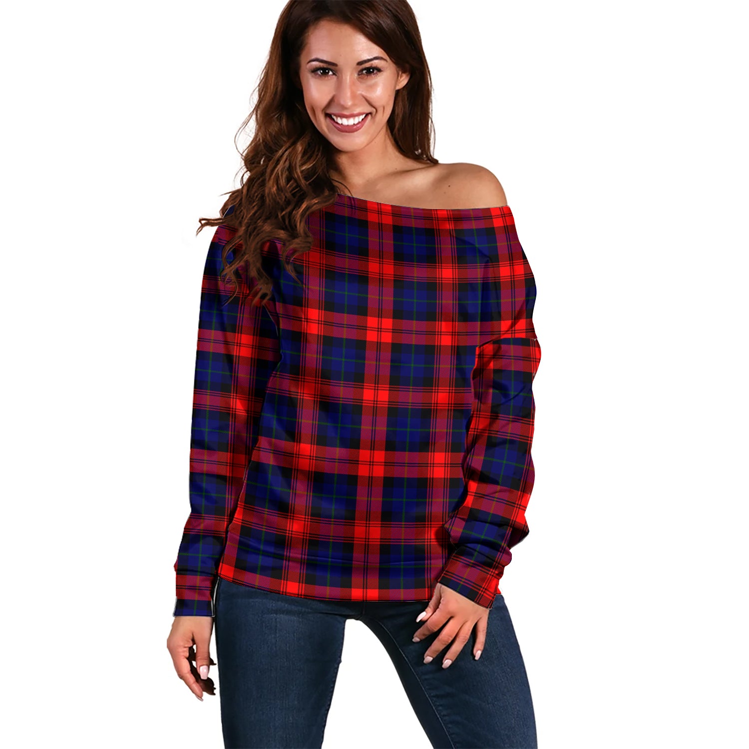 McLaughlin Tartan Off Shoulder Women Sweater Women - Tartanvibesclothing