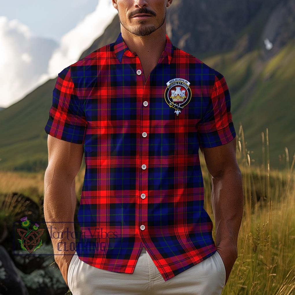 McLaughlin Tartan Cotton Hawaiian Shirt with Family Crest Adult - Tartan Vibes Clothing