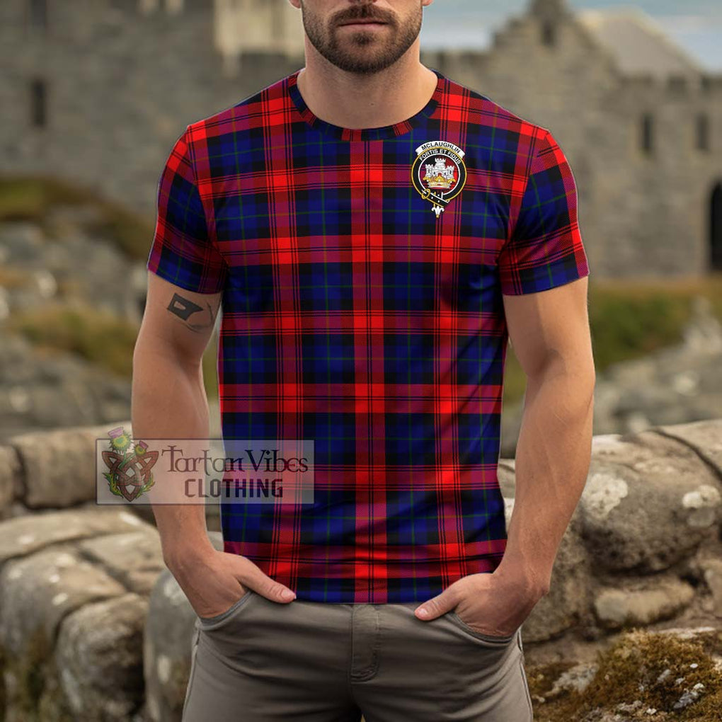 McLaughlin Tartan Cotton T-Shirt with Family Crest Men's Shirt - Tartanvibesclothing Shop