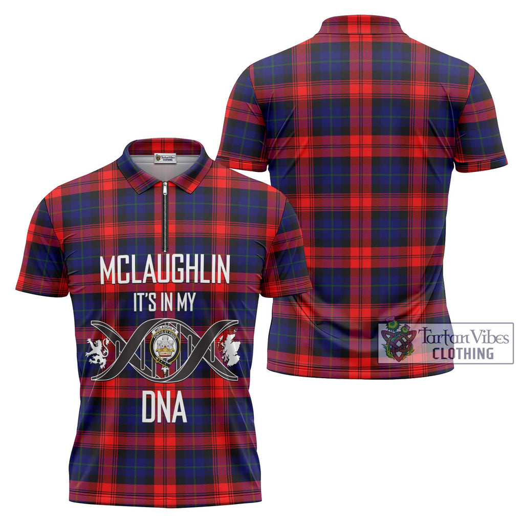 McLaughlin Tartan Zipper Polo Shirt with Family Crest DNA In Me Style Unisex - Tartanvibesclothing Shop