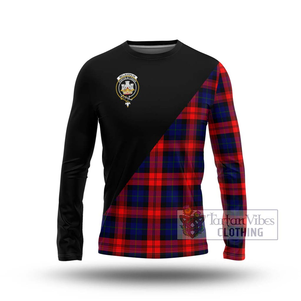 McLaughlin Tartan Long Sleeve T-Shirt with Family Crest and Military Logo Style Unisex - Tartanvibesclothing Shop