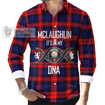 McLaughlin Tartan Long Sleeve Button Shirt with Family Crest DNA In Me Style