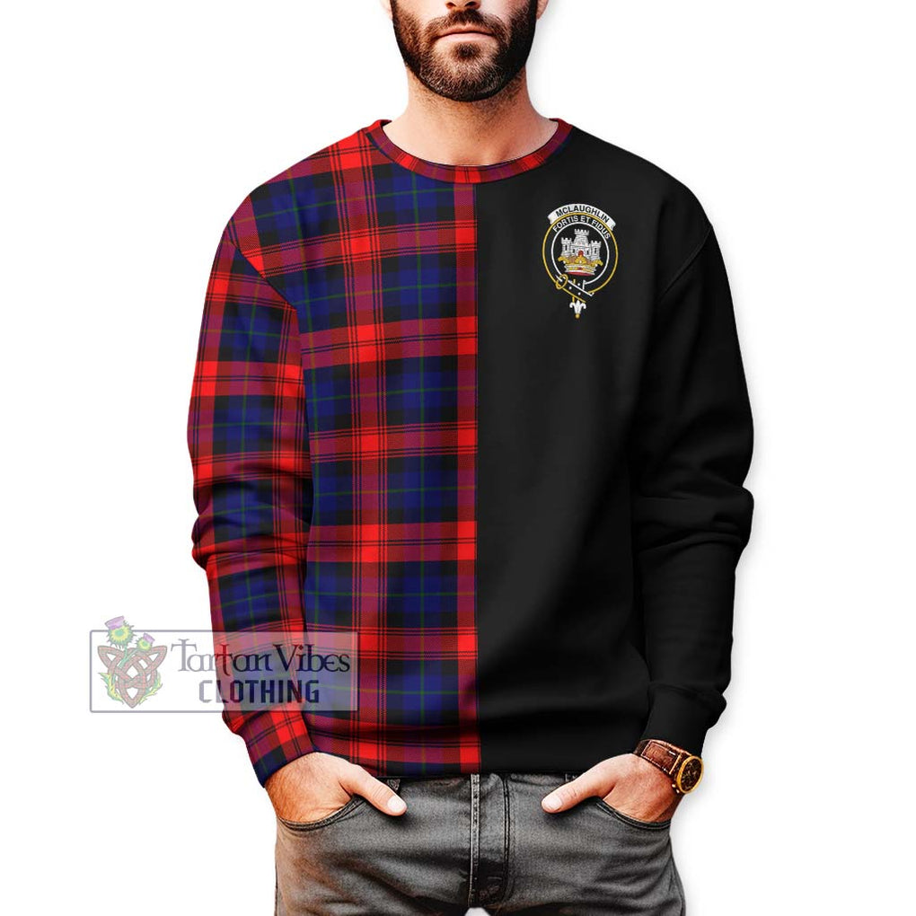 McLaughlin Tartan Sweatshirt with Family Crest and Half Of Me Style Unisex - Tartanvibesclothing Shop