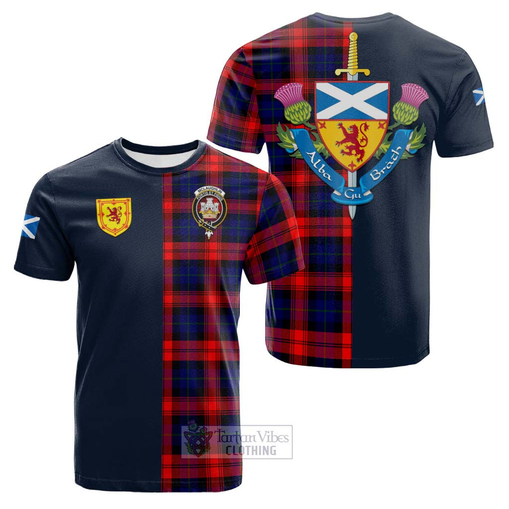 Tartan Vibes Clothing McLaughlin Tartan Cotton T-shirt with Scottish Lion Royal Arm Half Style