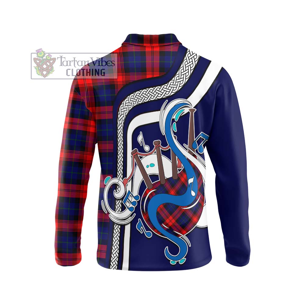 Tartan Vibes Clothing McLaughlin Tartan Long Sleeve Polo Shirt with Epic Bagpipe Style