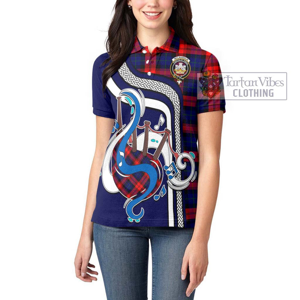 McLaughlin Tartan Women's Polo Shirt with Epic Bagpipe Style - Tartanvibesclothing Shop