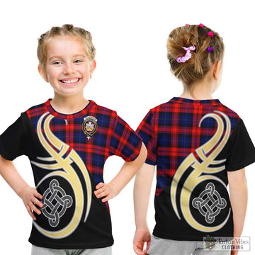 McLaughlin Tartan Kid T-Shirt with Family Crest and Celtic Symbol Style