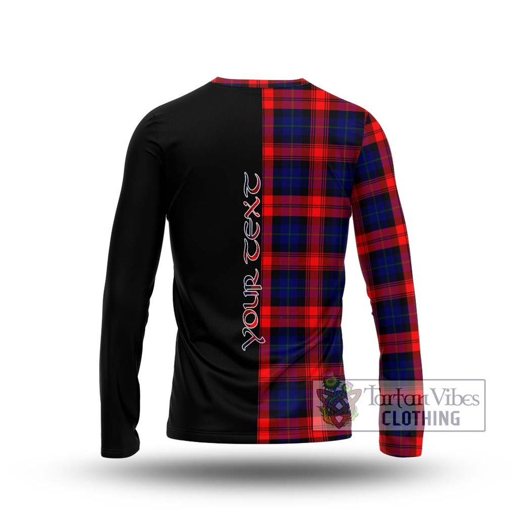 McLaughlin Tartan Long Sleeve T-Shirt with Family Crest and Half Of Me Style - Tartanvibesclothing Shop