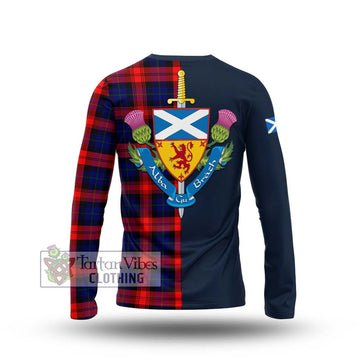 McLaughlin Tartan Long Sleeve T-Shirt Alba with Scottish Lion Royal Arm Half Style