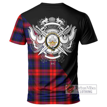 McLaughlin Tartan T-Shirt with Family Crest and Military Logo Style