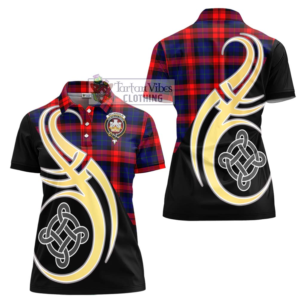 McLaughlin Tartan Women's Polo Shirt with Family Crest and Celtic Symbol Style - Tartan Vibes Clothing