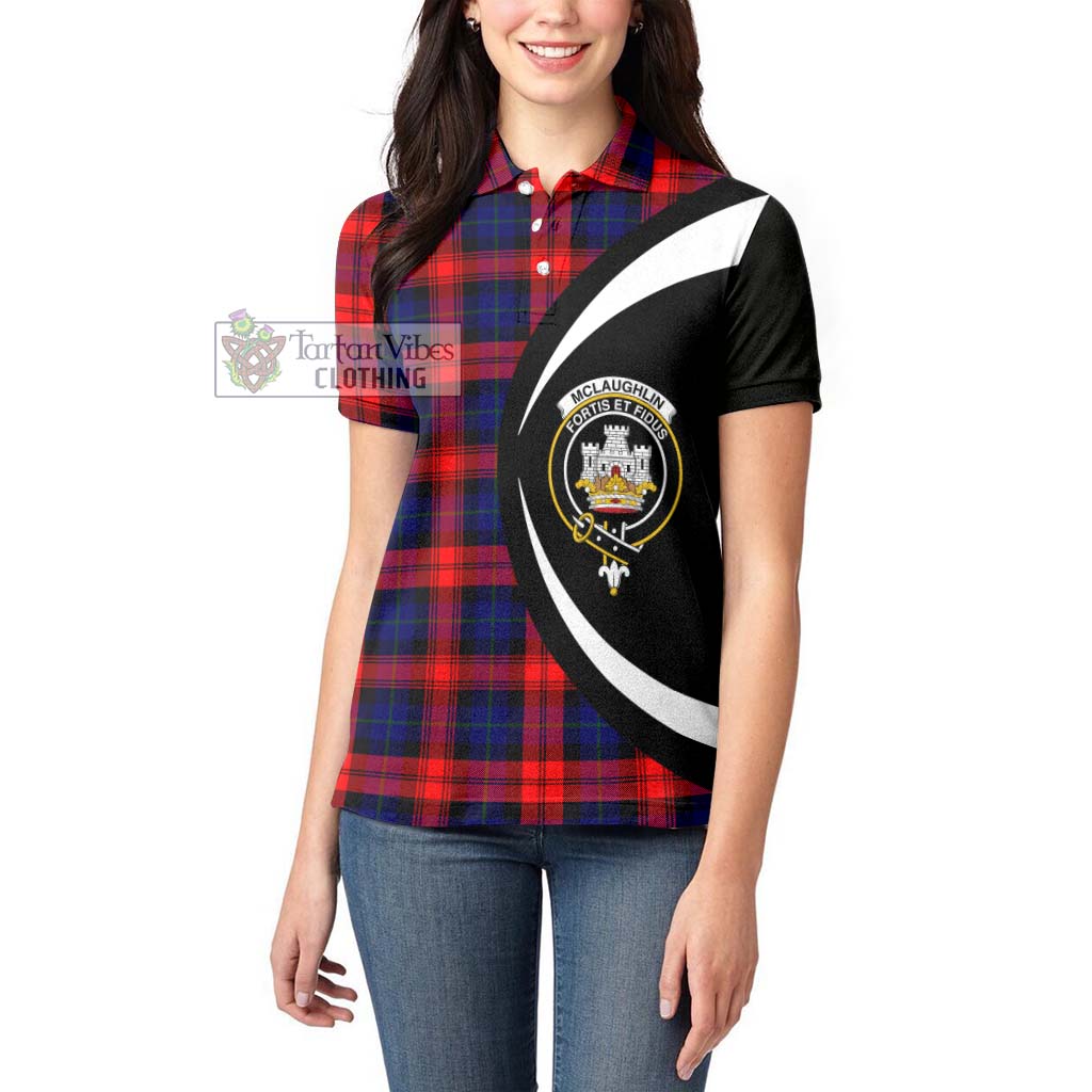 McLaughlin Tartan Women's Polo Shirt with Family Crest Circle Style - Tartan Vibes Clothing