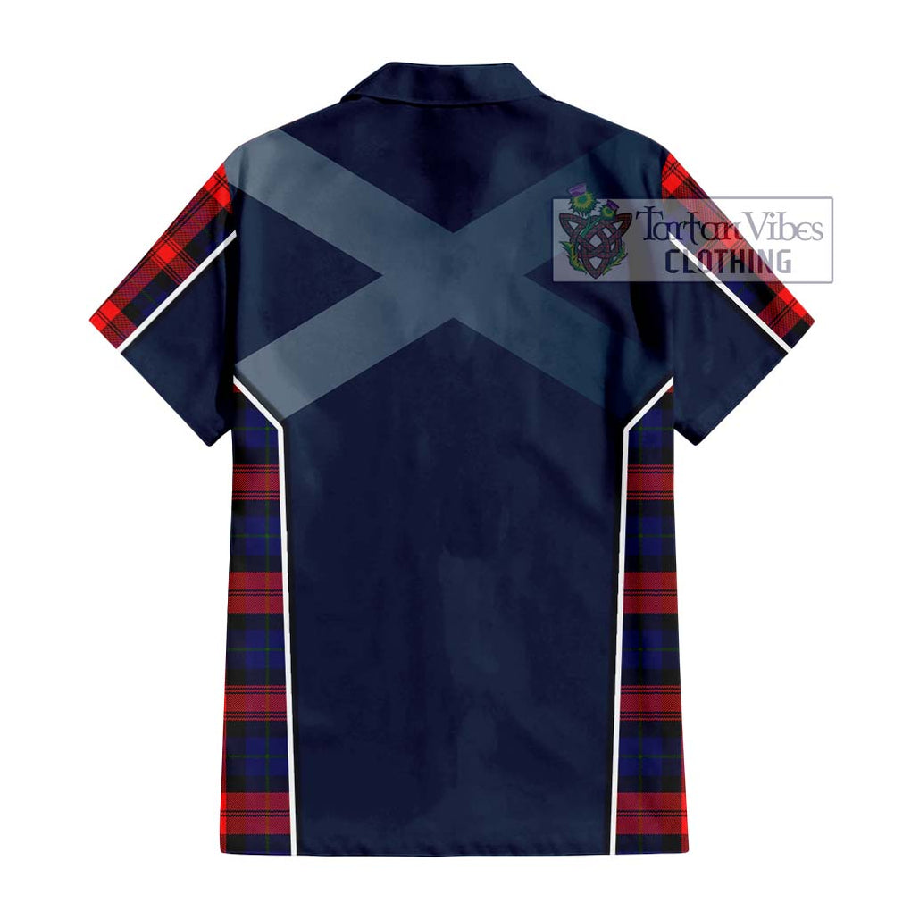 McLaughlin Tartan Short Sleeve Button Shirt with Family Crest and Lion Rampant Vibes Sport Style - Tartan Vibes Clothing