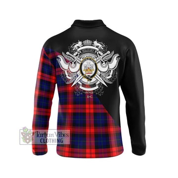 McLaughlin Tartan Long Sleeve Polo Shirt with Family Crest and Military Logo Style