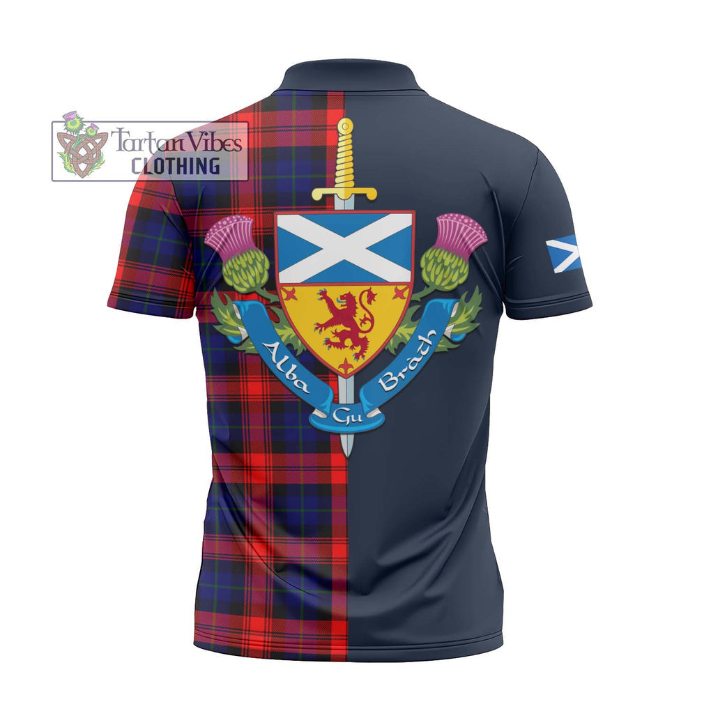 Tartan Vibes Clothing McLaughlin Tartan Zipper Polo Shirt with Scottish Lion Royal Arm Half Style