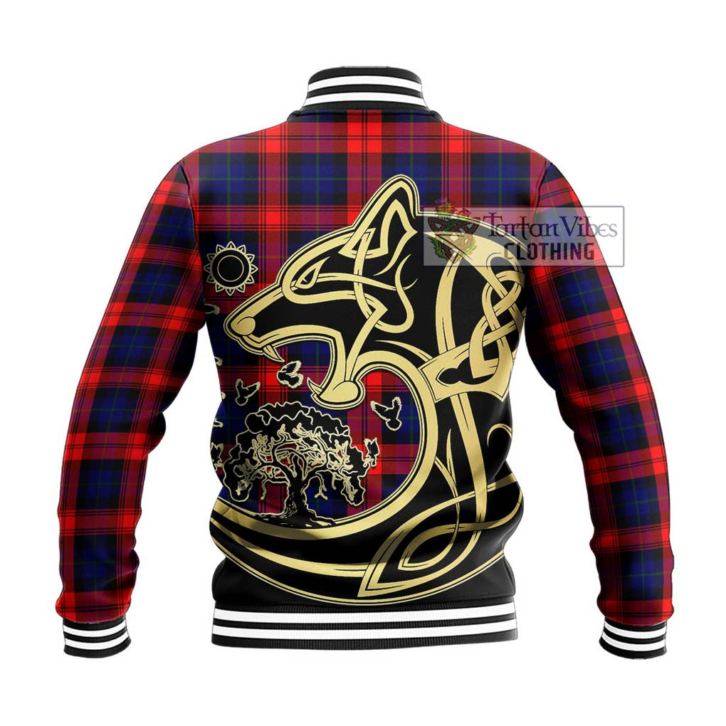 McLaughlin Tartan Baseball Jacket with Family Crest Celtic Wolf Style - Tartan Vibes Clothing