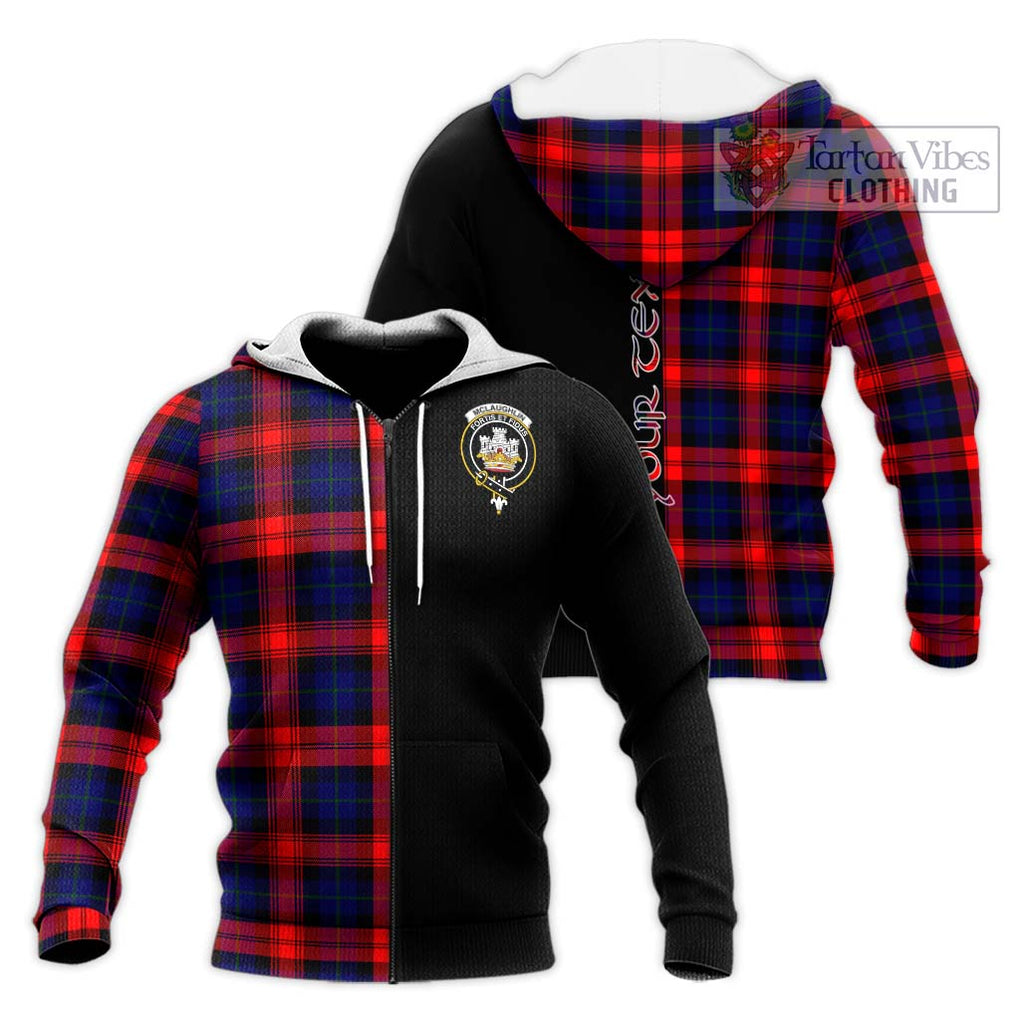 McLaughlin Tartan Knitted Hoodie with Family Crest and Half Of Me Style Unisex Knitted Zip Hoodie - Tartanvibesclothing Shop