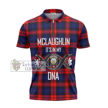 McLaughlin Tartan Zipper Polo Shirt with Family Crest DNA In Me Style