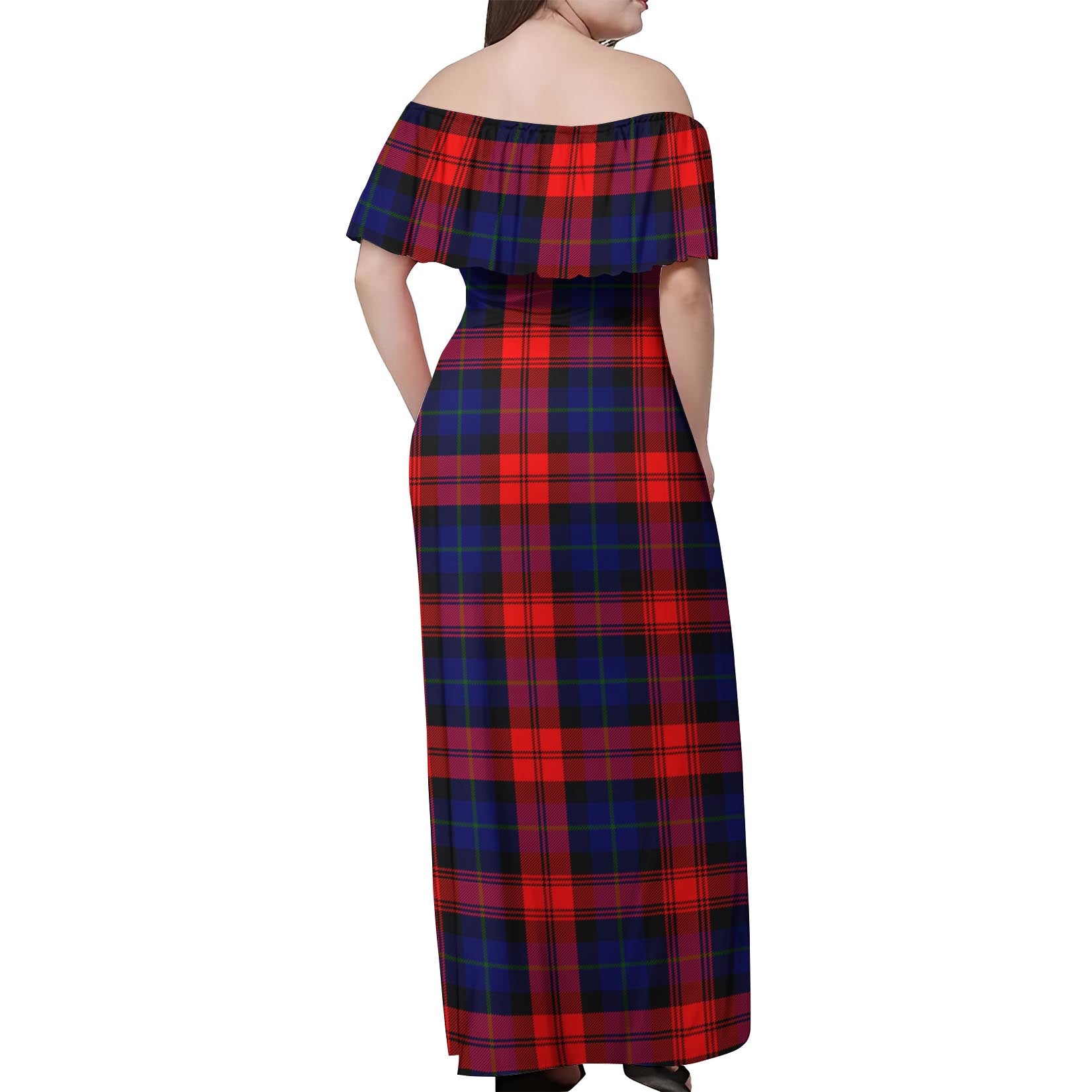 McLaughlin Tartan Off Shoulder Long Dress - Tartanvibesclothing