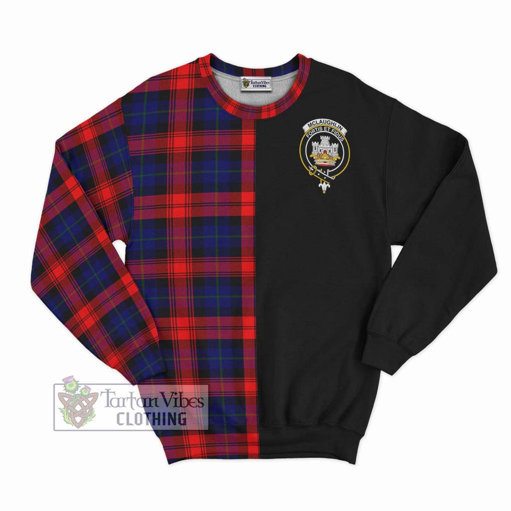 McLaughlin Tartan Sweatshirt with Family Crest and Half Of Me Style - Tartanvibesclothing Shop