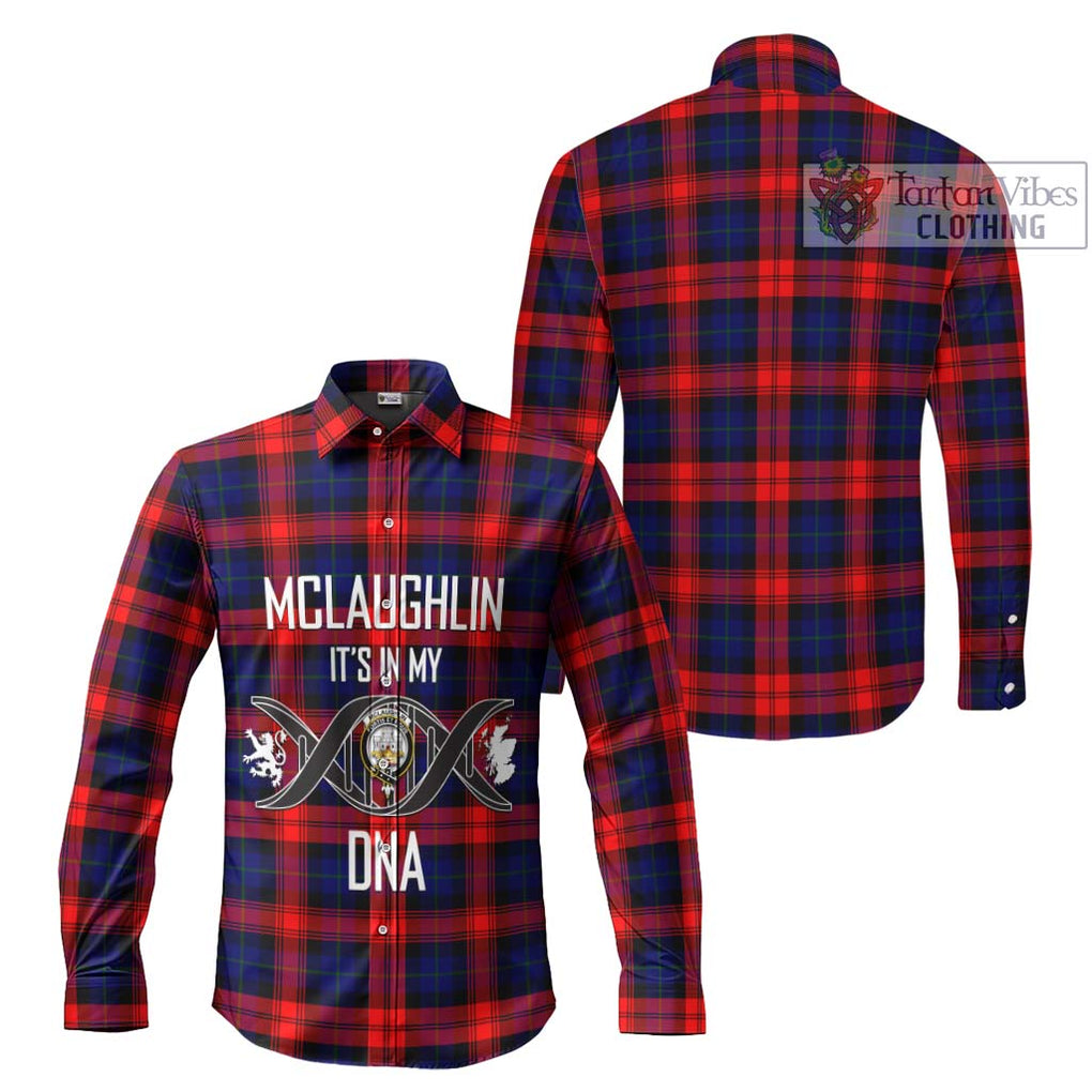McLaughlin Tartan Long Sleeve Button Shirt with Family Crest DNA In Me Style Men's Shirt - Tartan Vibes Clothing
