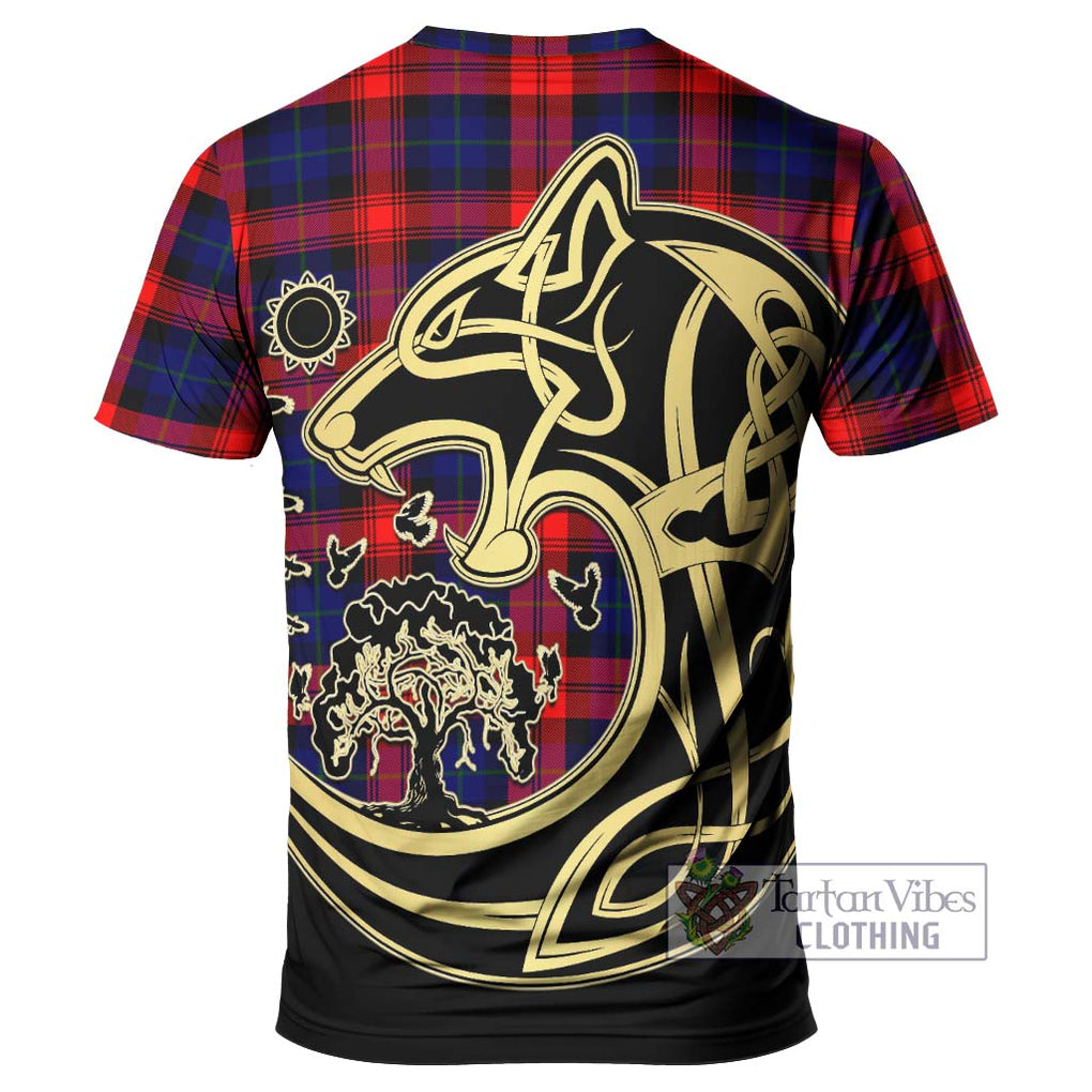 McLaughlin Tartan T-Shirt with Family Crest Celtic Wolf Style - Tartan Vibes Clothing