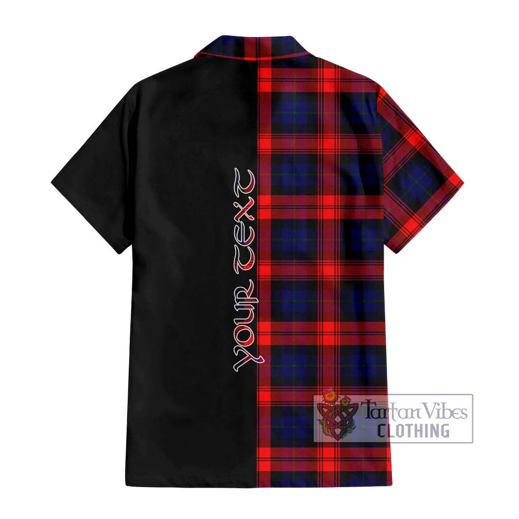 McLaughlin Tartan Short Sleeve Button Shirt with Family Crest and Half Of Me Style - Tartanvibesclothing Shop