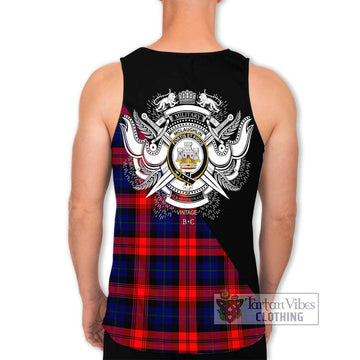 McLaughlin Tartan Men's Tank Top with Family Crest and Military Logo Style