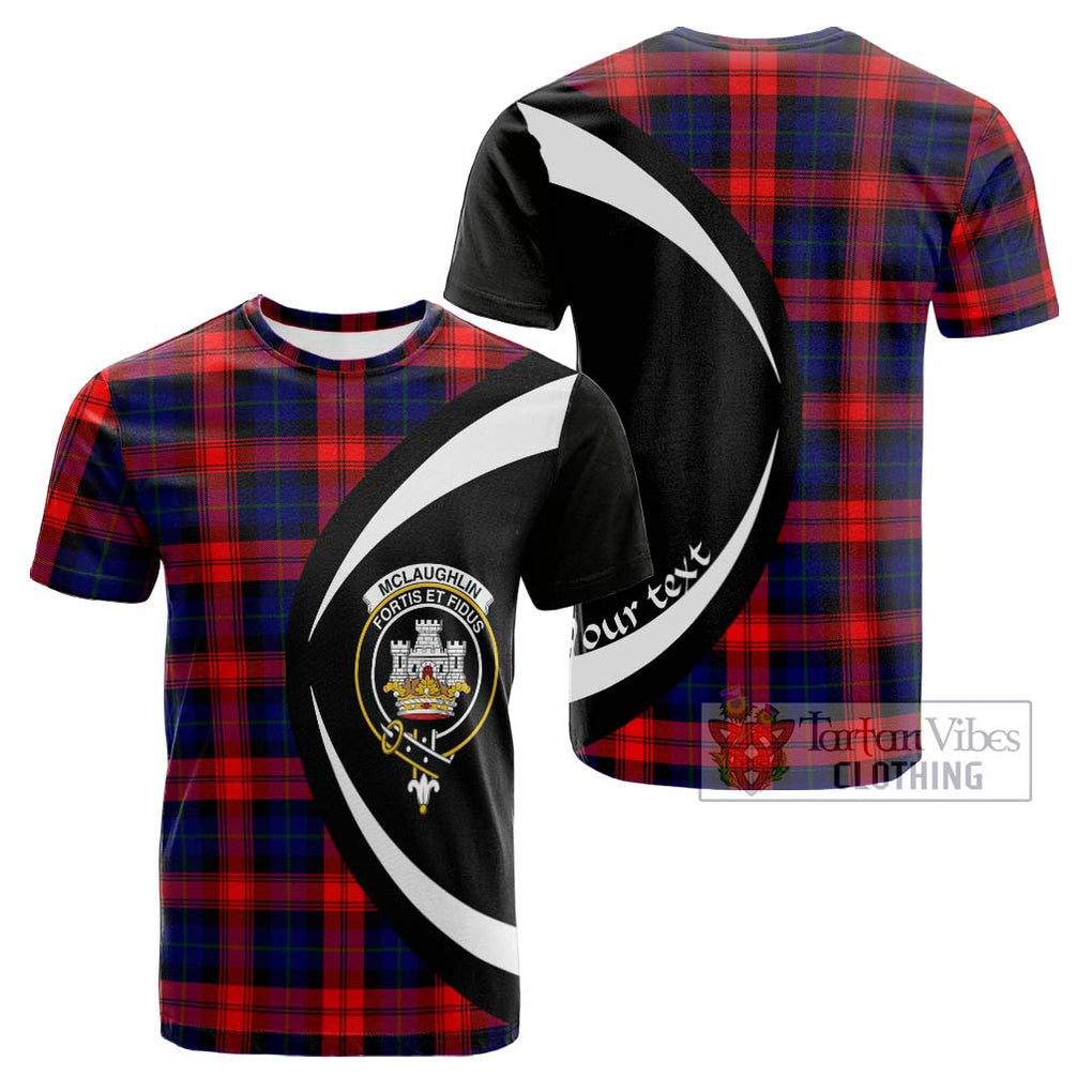 Tartan Vibes Clothing McLaughlin Tartan Cotton T-shirt with Family Crest Circle Style