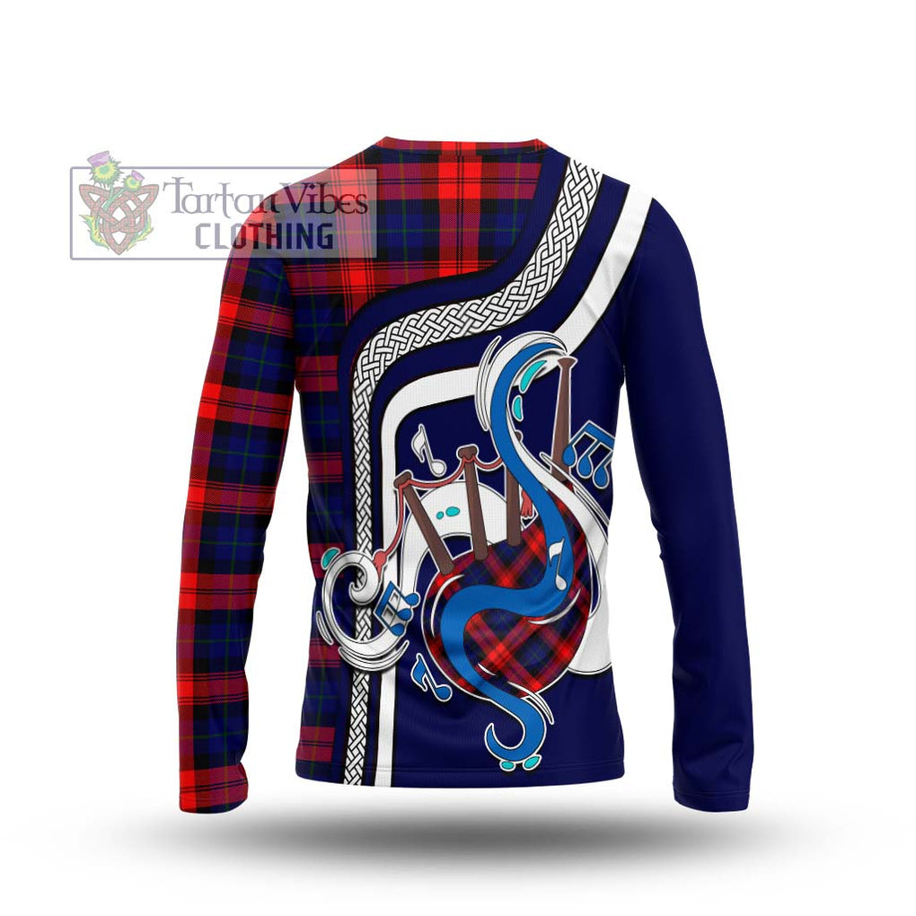 Tartan Vibes Clothing McLaughlin Tartan Long Sleeve T-Shirt with Epic Bagpipe Style