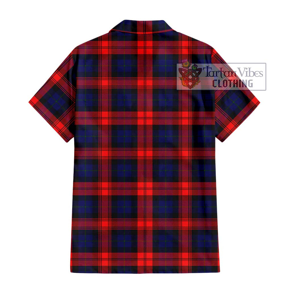 McLaughlin Tartan Short Sleeve Button Shirt with Family Crest DNA In Me Style - Tartanvibesclothing Shop