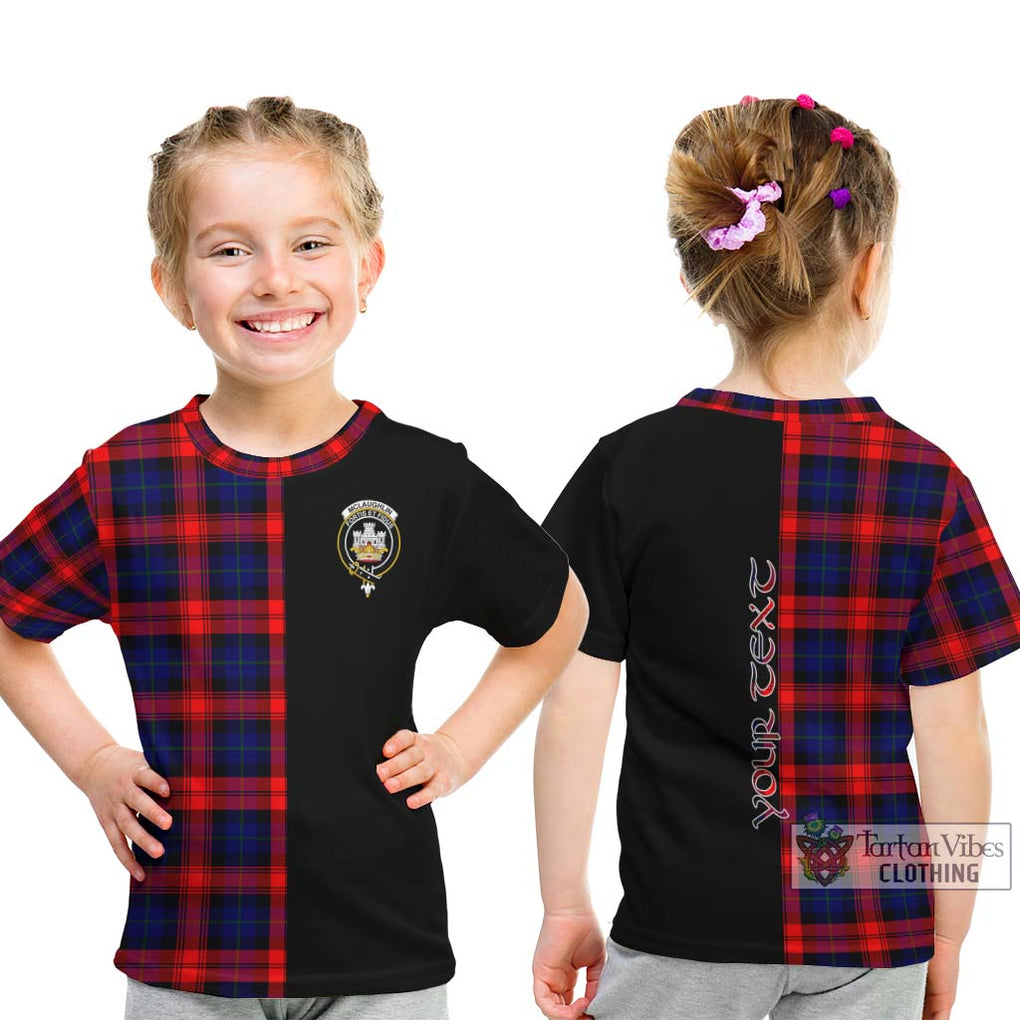 McLaughlin Tartan Kid T-Shirt with Family Crest and Half Of Me Style - Tartanvibesclothing Shop