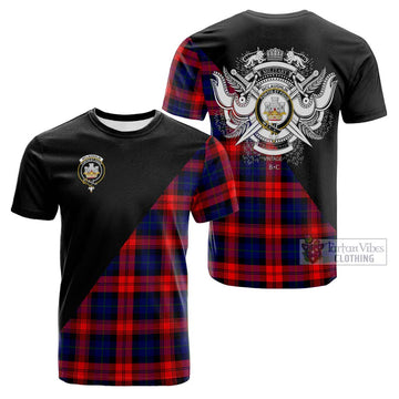 McLaughlin Tartan Cotton T-shirt with Family Crest and Military Logo Style