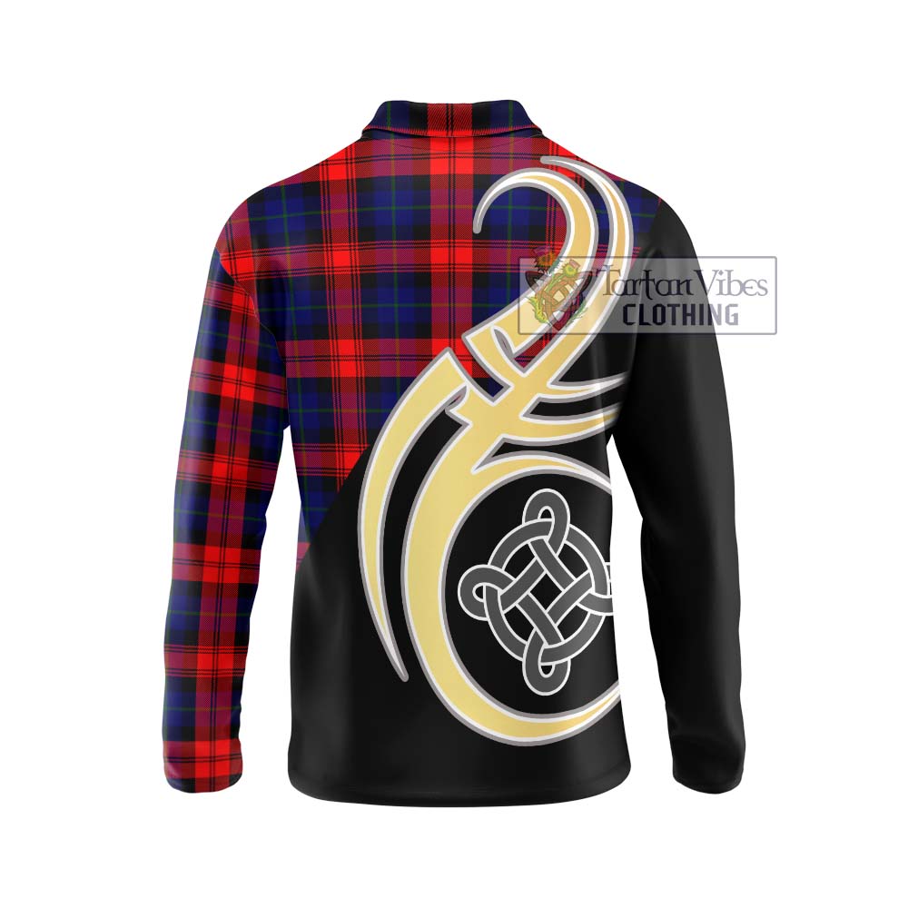 McLaughlin Tartan Long Sleeve Polo Shirt with Family Crest and Celtic Symbol Style - Tartan Vibes Clothing