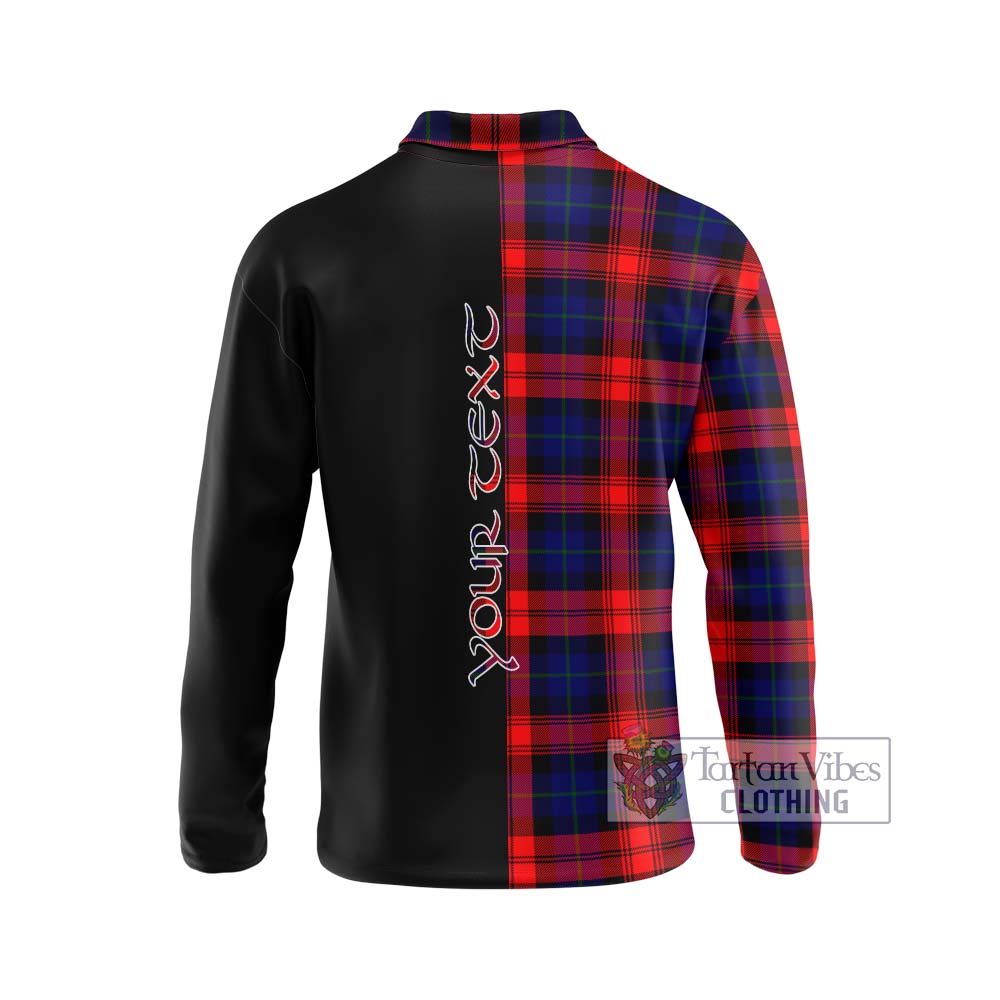 McLaughlin Tartan Long Sleeve Polo Shirt with Family Crest and Half Of Me Style - Tartanvibesclothing Shop