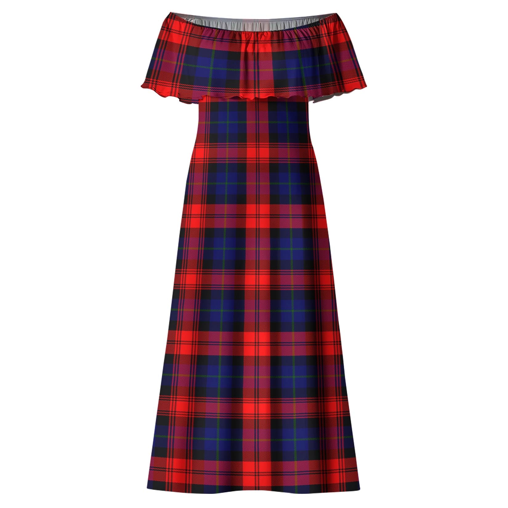 McLaughlin Tartan Off Shoulder Long Dress - Tartanvibesclothing